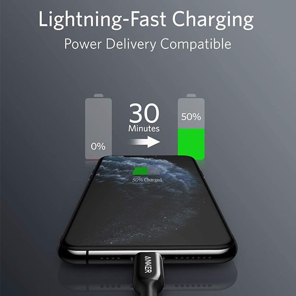 کابل تبدیل USB-C به Lightning انکر مدل A8842 Powerline plus III